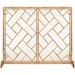 44x33in 2-Panel Handcrafted Iron Decorative Mesh Geometric Fireplace Screen Fire Spark Guard w/Magnetic Doors - Gold