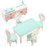 Doll House Furniture 1 set of Wooden Doll House Furniture Set Pretend Play Toys Miniature Dining Room Furniture