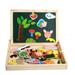 Wooden Educational Toys Double-sided Magnetic Animal Puzzle Board Early Education Game for Children Boys and Girls