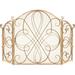 3-Panel 55x33in Solid Iron See-Through Metal Fireplace Screen Spark Guard Safety Protector w/Decorative Scroll - Gold