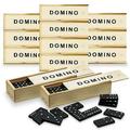 Playbees Mini Wooden Dominoes Set - 12 Pack - Classic Double Six Domino Game in a Wooden Case - Educational Board Games & Activity for Teens Adults