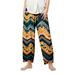 Uuszgmr Ladies Fashionable Retro Printed Irregular Loose Wide Leg Casual Joggers Pants Wide Leg Mid Waist Loose Running Trousers Dark Blue Size:L