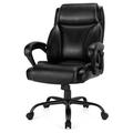 ZQRPCA Big & Tall Executive Office Chair High-Back Computer Desk Chair Leather Adjustable Swivel Chair with Armrest and Lumbar Support (27.5 x 27.5 x (43.5 - 46.5 ) 400lbs)