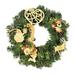 LYU 30cm Christmas Artificial Wreath Luminous Warm Light Battery Operated with Bells Realistic Window Dressing Scene Layout Merry Xmas Santa Pendant Door Hanging Garland for Hotel
