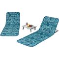 Ensemble de Tapis de Plage Pliables 2 pcs avec Table d'Appoint, Matelas de Plage avec Hauteur