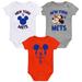 Newborn & Infant Mickey Mouse New York Mets Three-Pack Winning Team Bodysuit Set