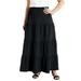 Plus Size Women's Tiered Cotton Midi Skirt by June+Vie in Black (Size 18/20)