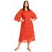 Plus Size Women's Bell-Sleeve Lace Midi Dress by June+Vie in Nectarine (Size 18/20)