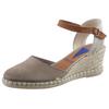 Sandalette VERBENAS "MALENA SERRAJE", Damen, Gr. 42, grau (taupe), Veloursleder, Textil, casual, Schuhe, Sommerschuh, Riemchensandale, Urlaubschuh mit Keilabsatz