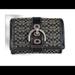Coach Bags | Coach Black Gray Signature Jacquard Leather Buckle Bifold Wallet | Color: Gray | Size: Os