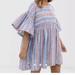 Free People Dresses | Free People Summer Nights Blue Lagoon Dress Sz Medium Oversized Pock Size M | Color: Blue/Pink | Size: M