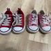 Converse Shoes | 2 Pairs Of Toddler Size 5 Converse Tennis Shoes In Pink And Red. Used Condition. | Color: Pink/Red | Size: 5bb