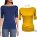 Ralph Lauren Tops | Lauren Ralph Lauren Top Women Xs Short Cuffed Sleeve Boat Neck Cotton T-Shirt | Color: Yellow | Size: Xs