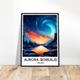 Aurora Borealis Print Iceland Travel Poster Icelandic Art Print Iceland Lover Gift Wall Hanging Art Home Office Decor Aurora Illustration