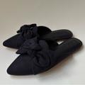 J. Crew Shoes | J. Crew Navy Blue Suede Bow Pointy Toe Mules Women’s Flats Shoes Size 6.5 Nwot | Color: Blue | Size: 6.5