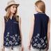 Anthropologie Tops | Anthropologie Moulinette Soeurs Embroidered Top Size 12 Navy Blue | Color: Blue/White | Size: 12