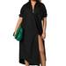 Anthropologie Dresses | Anthropologie Maeve Soren Long Sleeve Black Maxi Shirt Dress Plus Size | Color: Black | Size: 2x