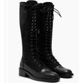 Free People Shoes | Free People Trickum Lace Up Leather Mesh Boots | Color: Black | Size: 38eu