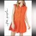 Free People Dresses | Free People Naomi Pleated Cotton Mini Dress Tangerine Tango Size Xs | Color: Orange | Size: Xs