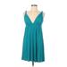 Frenchi Casual Dress - A-Line: Teal Solid Dresses - Women's Size Medium