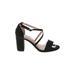 Kelly & Katie Heels: Black Print Shoes - Women's Size 7 1/2 - Open Toe