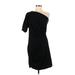 Eva Franco Casual Dress - Party Open Neckline Short sleeves: Black Solid Dresses - Women's Size 8