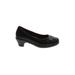 Bio Heels Flats: Slip-on Chunky Heel Work Black Print Shoes - Women's Size 9 1/2 - Round Toe