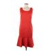 Carmen Carmen Marc Valvo Casual Dress - Sheath Scoop Neck Sleeveless: Red Print Dresses - Women's Size 6