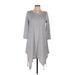 Simply Southern Casual Dress - A-Line Scoop Neck 3/4 sleeves: Gray Print Dresses - Women's Size Medium