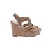 BP. Wedges: Tan Print Shoes - Women's Size 6 - Open Toe