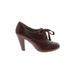 American Eagle Shoes Heels: Oxford Chunky Heel Casual Burgundy Print Shoes - Women's Size 6 1/2 - Round Toe