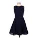 Cynthia Rowley Casual Dress - A-Line: Blue Grid Dresses - Women's Size 8