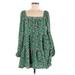 ASOS Casual Dress - Mini Square Long sleeves: Green Print Dresses - Women's Size 6