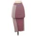 Express Casual Midi Skirt Calf Length: Burgundy Bottoms - Women's Size X-Small