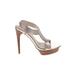 Elie Tahari Heels: Silver Solid Shoes - Women's Size 37.5 - Open Toe