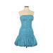 Betsey Johnson Cocktail Dress - Fit & Flare Open Neckline Sleeveless: Blue Dresses - Women's Size 10