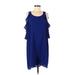 Umgee Casual Dress - Shift Scoop Neck 3/4 sleeves: Blue Solid Dresses - Women's Size Medium