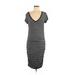 Athleta Casual Dress - Sheath V-Neck Short sleeves: Black Stripes Dresses - Women's Size Medium