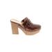 Just Fab Mule/Clog: Slide Platform Boho Chic Brown Solid Shoes - Women's Size 6 - Peep Toe