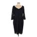 Alex Evenings Casual Dress - Sheath V Neck 3/4 sleeves: Black Print Dresses - Women's Size 14