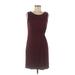 Ann Taylor LOFT Casual Dress - Mini Scoop Neck Sleeveless: Burgundy Dresses - Women's Size Medium