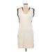 MNG Casual Dress - Sheath Scoop Neck Sleeveless: Ivory Solid Dresses - Women's Size Medium