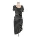 Apt. 9 Casual Dress - Sheath Scoop Neck Short sleeves: Black Stripes Dresses - Women's Size Large