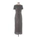 Zara Cocktail Dress - Sheath Crew Neck Short sleeves: Silver Dresses - Women's Size Medium