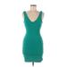 Bebe Casual Dress - Bodycon: Teal Solid Dresses - Women's Size Medium