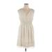 Max Studio Casual Dress - Mini V Neck Sleeveless: Ivory Dresses - Women's Size X-Large