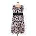 Perceptions Casual Dress - A-Line Scoop Neck Sleeveless: Pink Print Dresses - Women's Size 22