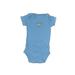 Carter's Short Sleeve Onesie: Blue Solid Bottoms - Kids Girl's Size 3