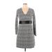 MICHAEL Michael Kors Casual Dress - Sweater Dress: Gray Grid Dresses - Women's Size X-Large