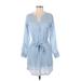 Soft Joie Casual Dress - Shirtdress: Blue Dresses - Women's Size 2X-Small